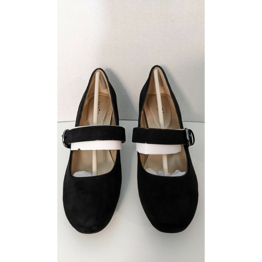 East 5th Womens Size 8 Medium Lefty Black Suede Buckle Pumps shoes With Box - Picture 2 of 11